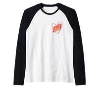 Corallo Old School Love Cassette Cuore Corallo Grafica a Colori Maglia con Maniche Raglan
