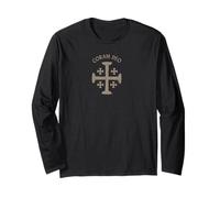 Coram Deo Frase Latina Vintage Croce Simbolo Grafico Maglia a Manica