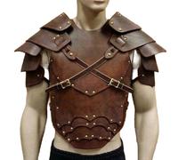 Corazza medievale in finta pelle, regolabile, corazza per costume da guerriero retrò, per feste e cosplay (marrone)