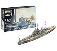 Revell Modellismo, set HMS Duke of York, scala 1:1200, 45 pezzi, set fai da te a partire dai 12 anni, modello fedele ai dettagli, nave storica, kit modello, colore molded