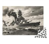 Corazzata WWII Puzzle 1000 Pezzi Carta Riciclata Nave Guerra Bismarck Puzzle per Anziani Gioco Educativo Decompressione Allevia Demenza Senile Regalo 52x38cm/1000pcs