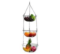Corbeille de Fruits Cesto di frutta a 3 livelli in ferro da appendere per tavolo da pranzo Cestini da appendere in filo resistente per la conservazione della cucina Corbeille de Fruits