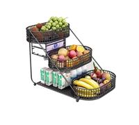 Corbeille de Fruits - Cesto per frutta a 3 ripiani, da cucina, per la frutta, decorativo, colore: nero