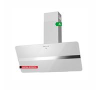 Corberó - Campana decorativa VICTORIA960W, vetro bianco 90 cm, 165 W, 3 velocità, controllo touch, portata 594,2 m3/h, colore vetro temperato, 1 filtro in alluminio, filtro carbone, E.Energy A