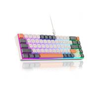 CORBOBO Tastiera da gioco retroilluminata RGB al 60%, con cavo USB-C, portatile, mini tastiera compatta a 68 tasti, per viaggi d'affari, ufficio, giochi per PC (SK968, grigio e arancione)
