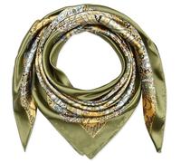 corciova 35 x 35 grande sciarpa quadrata per capelli per le donne seta come ricci fascia cravatta dormire di notte moda bandana foulard, 154 Totem Oliva, 1 Pezzo
