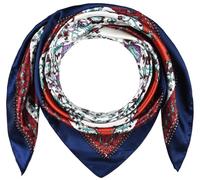 corciova 35x35 grande sciarpa quadrata per capelli in raso da donna - Fascia per la testa effetto seta, protezione notturna, bandana e foulard alla moda, 248 fiori floreali blu rossi Oxford, 1 Pezzo