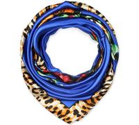 Corciova - Sciarpa da donna, elegante, quadrata, in raso, con effetto seta, 35 x 35 cm 151 blu. Etichettalia unica