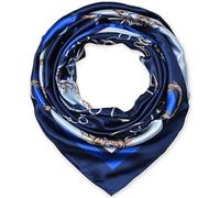 Corciova - Sciarpa per capelli alla moda, da donna, in seta, in raso, accessorio da 35 x 35 cm 157 Navy Etichettalia unica