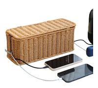 Cord Organizer Box | Cord Management Box with Lid Charging Station Basket, Charging Basket, Hand-Woven Wire Box Hider for TV Computer, USB Hub