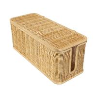 Cord Organizer Box - Power Strip Hider for Home | Handwoven with Holder, 2 Open Slots Protector, Floor TV Cabinet Shelf, Interior Exterior Table Outlet Cover for Cable