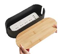 Cord Organizer Box - PP With Wooden Cover 33x13x11cm | Outlet Hider Cable Holder Safe Wire Storage | Extension Hiders And Tidy Desktop Management For Study Room Living Room And Bedroom Use
