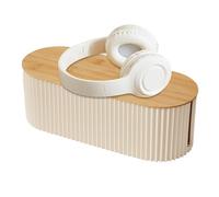 Cord Organizer Box - PP with Wooden Cover 33x13x11cm | Outlet Hider Cable Holder Safe Wire Storage | Extension Hiders and Tidy Desktop Management for Study Room Living Room and Bedroom Use