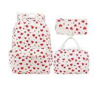 Cord Rucksack Damen Mädchen - 3-teiliges Set mit Brotdose & Federmäppchen | Schulrucksack für Kinder, Teenager & Erwachsene | Leichter Tagesrucksack für Schule, , Reise, Camping, Sport & Freizeit