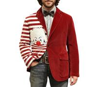 Cord Sakko - Costume da carnevale da uomo, colorato, patchwork, blazer per il tempo libero, per carnevale, divertente, direttore del circo, per carnevale, cosplay, O rosso., M