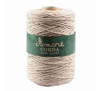 Corda 2mm Cotone (Beige 609), Filo per Macramè, Cordino per Borse a Uncinetto e Fai da te, Filato per Uncinetto e Ferri Made in Italy, BORGO DE’ PAZZI FIRENZE
