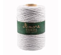 Corda 2mm Cotone (Bianco), Filo per Macramè, Cordino per Borse a Uncinetto e Fai da te, Filato per Uncinetto e Ferri Made in Italy, BORGO DE’ PAZZI FIRENZE