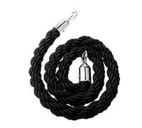 Corda a barriera per coda intrecciata, 150 cm, corda per controllo della folla con gancio, per post, divisori, controllo della folla dell'hotel, 1,5 m (nero)