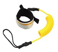 Corda a spirale da 1,5 m per paddle board e tavola da surf, caratteristiche di sicurezza con gancio e anello regolabile e recupero rapido (giallo)