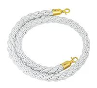 Corda barriera in Canapa Bianca Extra Lunga 100-305 cm con 2 Ganci - Perfetta per Il Controllo della Folla, la Gestione delle Code, Le Barriere per Eventi e l'organizzazione delle File a Tea