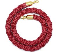 Corda Barriera Intrecciata con Ganci Dorati, Corda di Controllo Della Folla, Barriera in Corda di Canapa Intrecciata per Divisore di Coda,Barriera di Sicurezza A Corda Barrie(Size:6ft/185cm,Color:A)