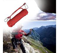 Corda da arrampicata per esterni, 2 moschettoni, corda ad alta resistenza con diametro di 12 mm, corda di sicurezza intrecciata in nylon, lunghezza 20 m, per attività all'aperto, escursionismo, sport