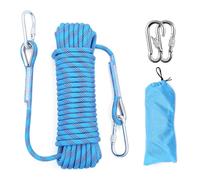 Corda da arrampicata professionale, 10 mm x 10 m, corda da arrampicata statica con due moschettoni, corda di sicurezza multifunzionale per fuga, campeggio, escursionismo (blu)
