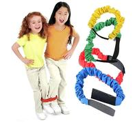 Corda da Corsa Cinturino a Tre Gambe,Cinghie Elastiche 4 Pezzi Cinghie Giochi di Festa di Compleanno per Bambini Gioco di Corse a 3 Zampe Campo di Carnevale Giorno Cortile e Gioco di Staffetta