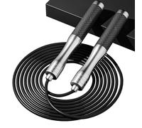 Corda da salto per fitness - Speed Exercise Jumprope per donne e uomini con lunghezza regolabile, corde per saltare e maniglie in lega e silicone, adatta per allenamento, boxe, casa, palestra (nero)