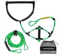 Corda da sci nautico, 20,1 m con manici da 38,1 cm e 16 cm, corda di traino a 4 sezioni per tubi, ad alta resistenza, 16 fili, linea in PP galleggiante quando cade in acqua per gli utenti di sport