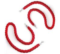 corda di barriera della coda, corda di sostegno, Barriera divisoria in corda for interni con gancio argentato, barriera rossa for for sala cinema, matrimoni, cameretta dei bambini, 2 pezzi(120cm/4ft)