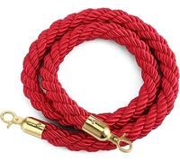 Corda di barriera per coda, corda di sostegno, Corda di sostegno intrecciata in canapa for parco giochi/altre aree pubbliche, gancio in acciaio inossidabile dorato(Red,1m/3.3ft)