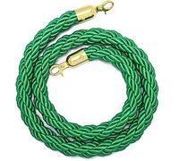 Corda di barriera per coda, corda di sostegno, Corda di sostegno intrecciata in canapa for parco giochi/altre aree pubbliche, gancio in acciaio inossidabile dorato(Green,1m/3.3ft)