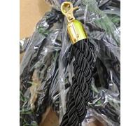 Corda di barriera per coda, corda di sostegno, Corda in nylon intrecciato da 2 pezzi con metallo lucido, for barriere di sicurezza for eventi/matrimoni/hotel/banche(Gold Hook,1m/3.3ft)