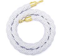 Corda di barriera per la coda, Corda di sostegno intrecciata in canapa for parco giochi/altre aree pubbliche, gancio in acciaio inossidabile dorato(White,2m/7ft)
