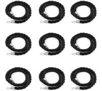 Corda di canapa intrecciata nera per controllo della folla VIP Stanchion Queue Divisore per eventi Red Carpet Lunghezza 1,5 - 5 m, confezione da 9 pezzi, perfetta per teatri ed eventi