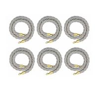 Corda di canapa per il controllo della folla, corda di canapa per musei/compagnie aeree, 6 pezzi, 1,2 m, 1,5 m, 1,8 m, 2,4 m, 3 m, grigio chiaro, 1,6 m