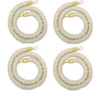 Corda di controllo della folla, 4 Pack Barrier Stanchion Twisted for Weddings/Party/Concert Venues, Braided, Stainless Steel Snap(Gold Hook,1.5m/5ft)