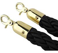 Corda di controllo della folla, Hemp Braided Rope Black Chains, Queue Barrier for Hotel Celebration, Movie Theaters(2 Pack,2.5m/8.2ft)