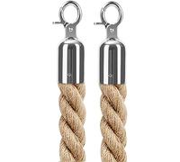 Corda di controllo della folla, Natural Twisted Hemp Rope for Stanchion Post/Delineator Cones/Bollard Pole, 2 Pcs Dividers(Silver,1.8m/6ft)