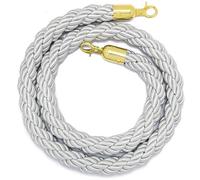 Corda di controllo della folla, Queue Barrier with Golden Hook, Crowd Control Rope, Braided Hemp for Divider 1/1.5/2M(Silvery,2meter)