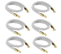 Corda di delimitazione con pali intrecciati Braided Hemp Rope For Queue Barrier Crowd Control With Hooks Pack Of 6 Grey Silver 1-3m(Sier,2.5M)