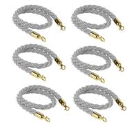 Corda di delimitazione con pali intrecciati Braided Hemp Rope For Queue Barrier Crowd Control With Hooks Pack Of 6 Grey Silver 1-3m(Grey,2M)