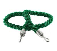 Corda di delimitazione con pali intrecciati Queue Barrier Stanchion Rope With Metal Hooks Multicolor 2ft To 10ft(Green a,3.3ft/100cm)