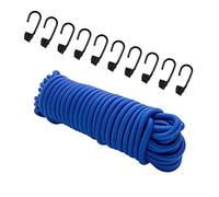 Corda di espansione 20 m Ø8mm blu, (corda di gomma) Corda di gomma Corda di tela cerata Corda di gomma + 10 ganci a spirale per ganci da 8 mm Ganci in metallo
