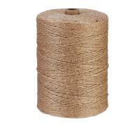 Relaxdays Spago di Iuta 2 mm, Rotolo Juta Lungo m, Corda Ecosostenibile per Artigianato, Imballaggio, Marrone, 400 Metri