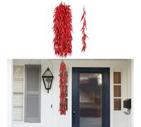 Corda di peperoncino rosso in plastica per sospensioni decorative in luoghi di ospitalità e vendita al dettaglio e narrazione visiva culinaria (10 pezzi)