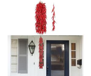 Corda di peperoncino rosso in plastica per sospensioni decorative in luoghi di ospitalità e vendita al dettaglio e narrazione visiva culinaria (10 pezzi)