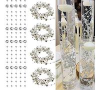 Corda di perle 24pcs per candele galleggianti, Artificiale Highlight Faux Pearl Beads String Pearl Party Garland Decorazione per Wedding Dinning Table Party Centrotavola Casa (argento)