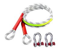 Corda di recupero cinetica da 5 m, 10 tonnellate, con due grilli a forma di U per una facile conservazione, set di funi da traino per auto familiari (5 m) (bianco, 5 m 25 ton/197,8 cm x 250 kg)